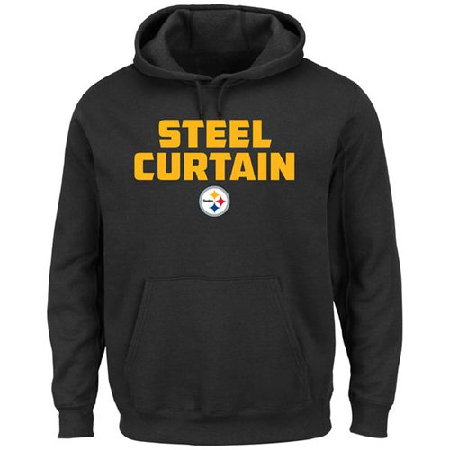 Pittsburgh Steelers Majestic Hot Phrase Pullover Hoodie Black - Click Image to Close